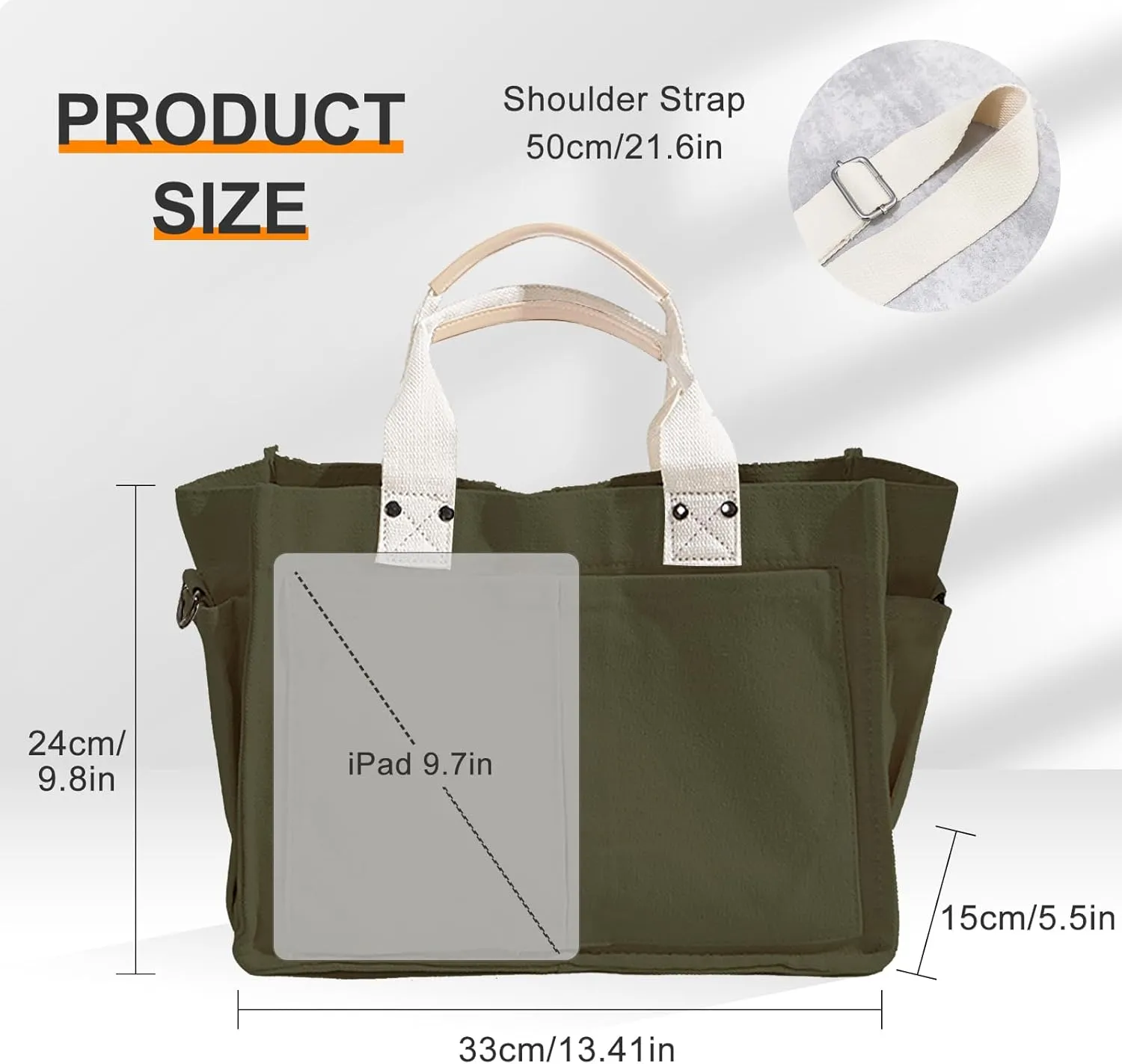 Canvas Tote Bags for Women Large Capacity Messenger Bag Durable Shoulder Bag Multi Pocket Casual Work Bags