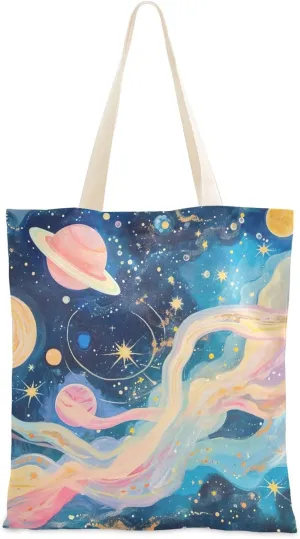 Canvas Tote Bags Imaginary Starry Sky Multi-Purpose Reusable Canvas Bags Use for Grocery Bags,Shopping Bags,Gift Bags