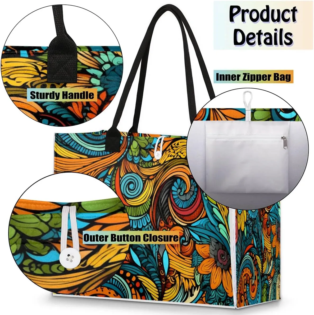 Canvas Tote Bags, Reusable Canvas Bags Use For Grocery Bags, Shopping Bags, Work, Daily Use