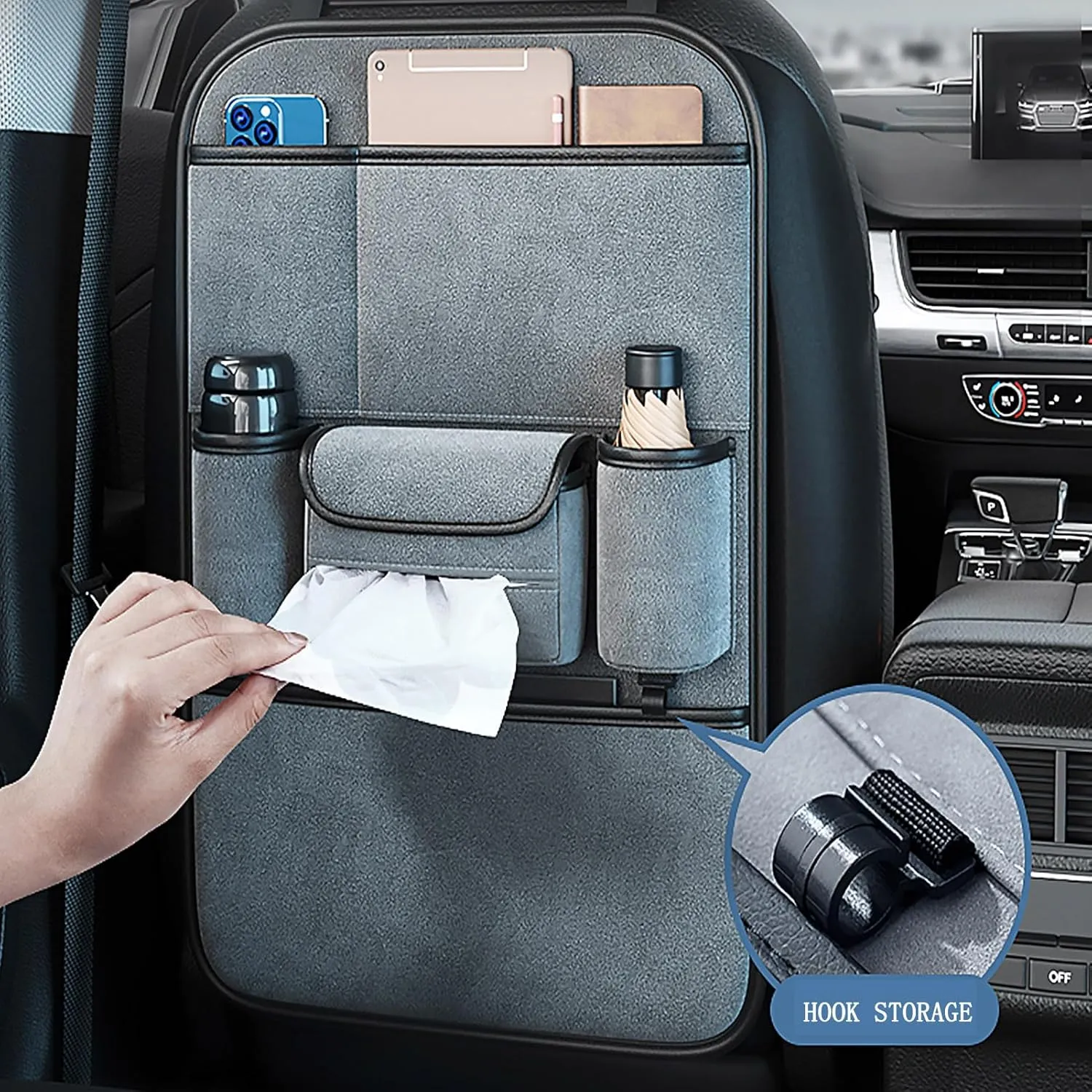 Car Backseat Organizer for Chevrolet Statesman Veritas Rezzo Equinox G2X Trailblazer Waterproof and Stain Resistant Car Organiser Back Seat Kids Back Seat Organiser,Brown, normal