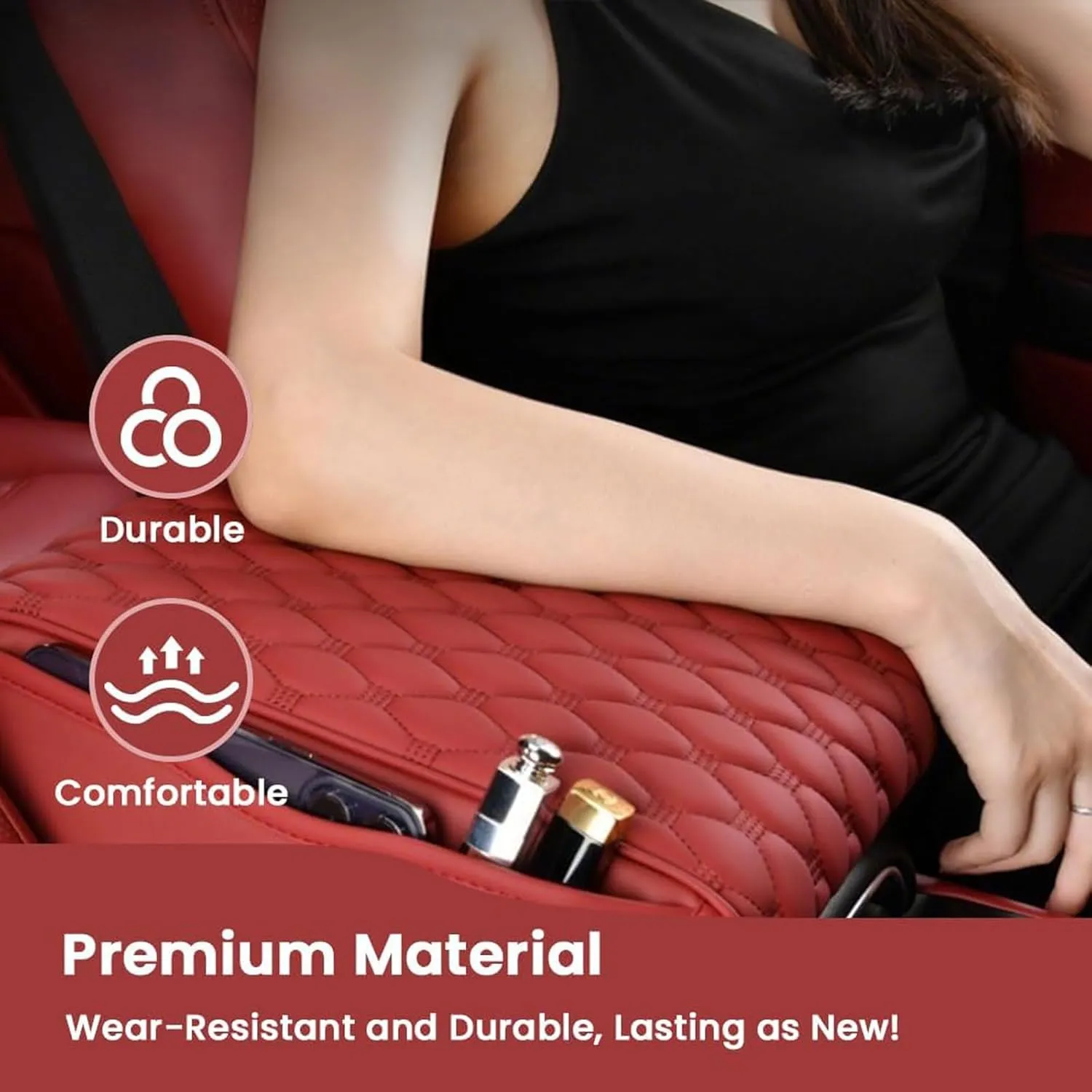 Car Center Console Pad for Alfa Romeo Tonale 2022 2023 2024 2025, Leather Center Console Armrest Protector Cover with 2 Storage Bags, Car Accessories,Brown