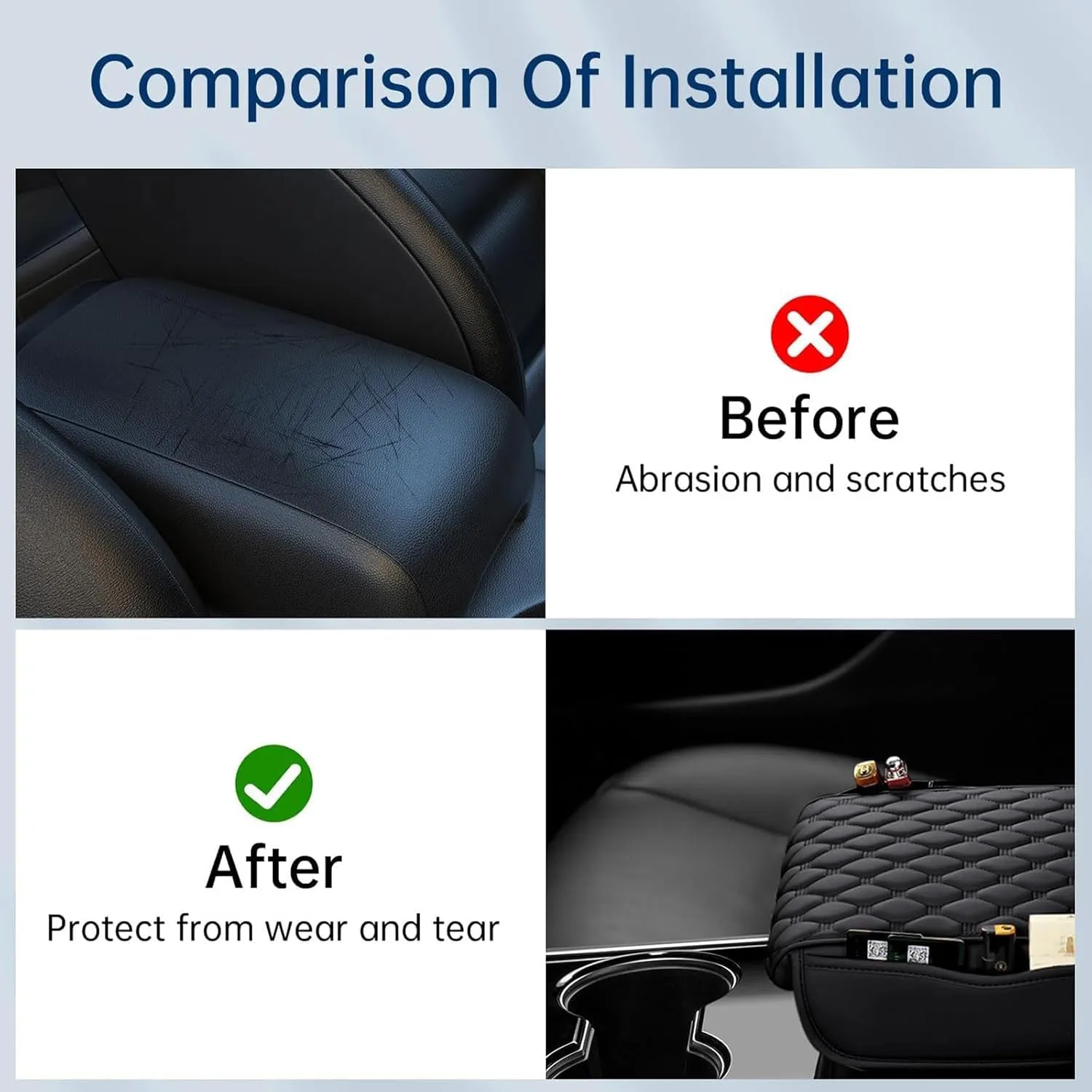 Car Center Console Pad for Alfa Romeo Tonale 2022 2023 2024 2025, Leather Center Console Armrest Protector Cover with 2 Storage Bags, Car Accessories,Brown
