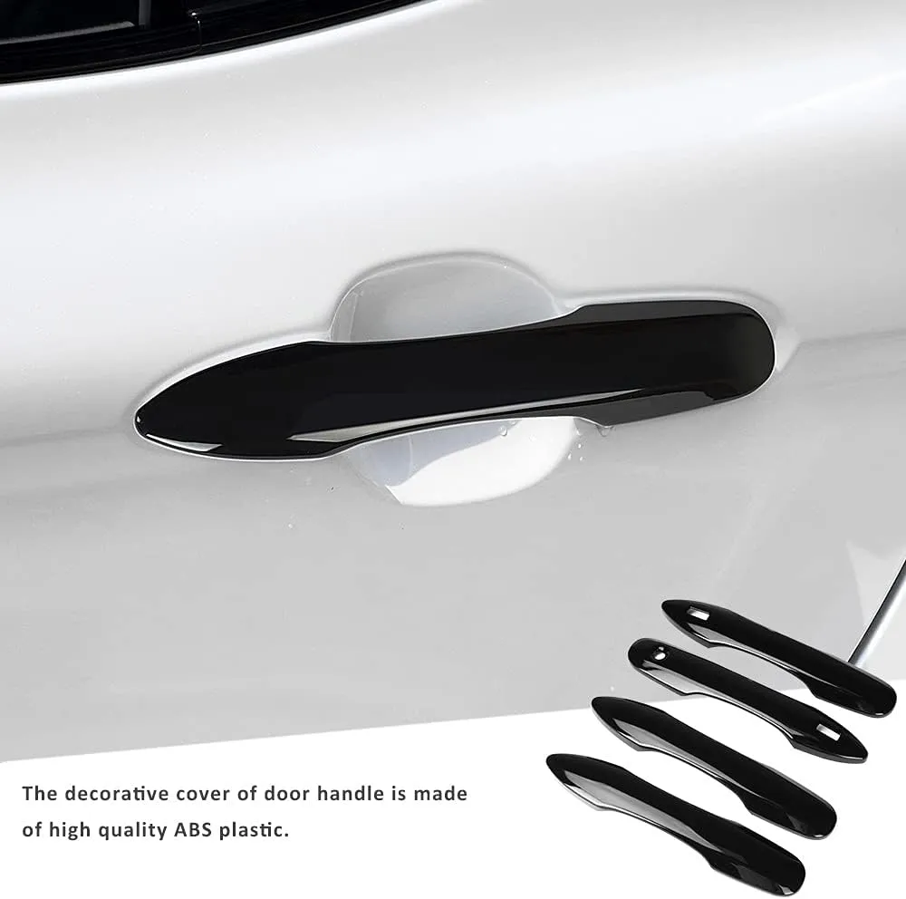Car Door Handle Cover Protector Compatible for 2018-2023 2024 2025 Toyota Camry Accessories Compatible for Toyota Corolla Venza 2024 2023-2020 (with 2 Smart Key Holes, Glossy Black)