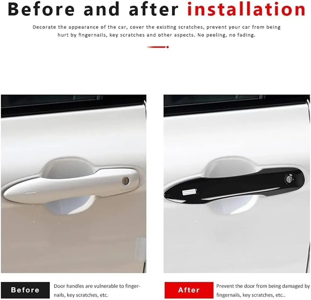 Car Door Handle Cover Protector Compatible for 2018-2023 2024 2025 Toyota Camry Accessories Compatible for Toyota Corolla Venza 2024 2023-2020 (with 2 Smart Key Holes, Glossy Black)