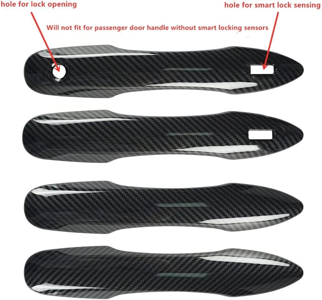 Car Door Handle Cover Protector Compatible for 2018-2023 2024 2025 Toyota Camry Accessories Compatible for Toyota Corolla Venza 2025 2024 2023 2022-2020 (with 2 Smart Key Holes, Carbon Fiber)