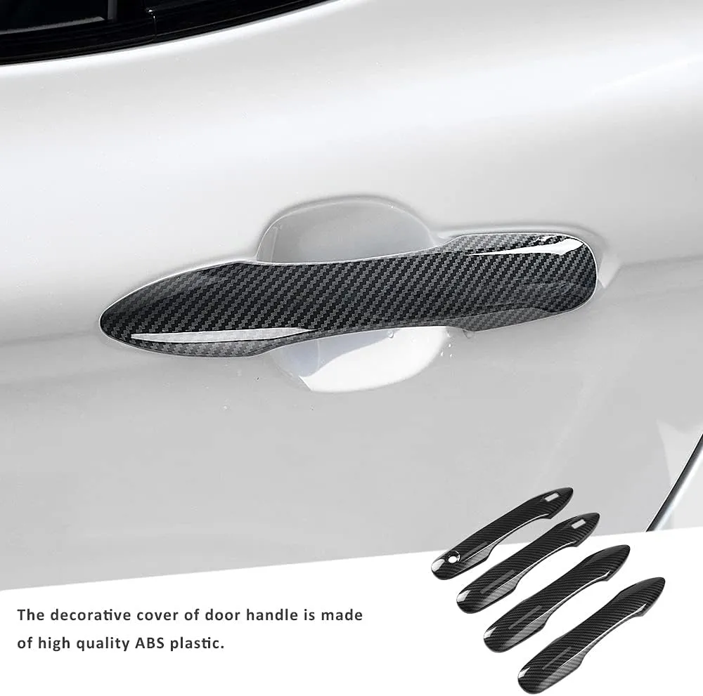 Car Door Handle Cover Protector Compatible for 2018-2023 2024 2025 Toyota Camry Accessories Compatible for Toyota Corolla Venza 2025 2024 2023 2022-2020 (with 2 Smart Key Holes, Carbon Fiber)