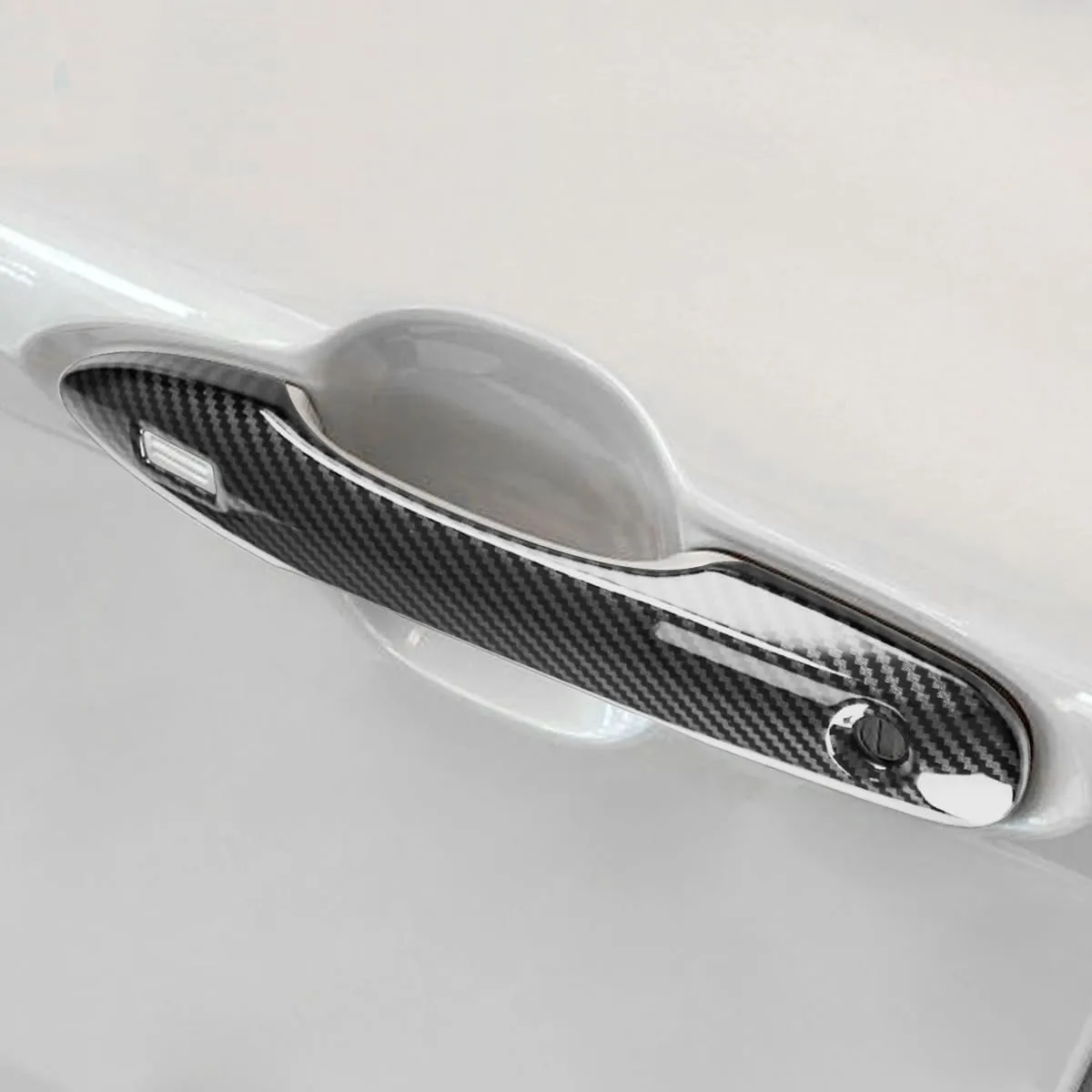 Car Door Handle Cover Protector Compatible for 2018-2023 2024 2025 Toyota Camry Accessories Compatible for Toyota Corolla Venza 2025 2024 2023 2022-2020 (with 2 Smart Key Holes, Carbon Fiber)