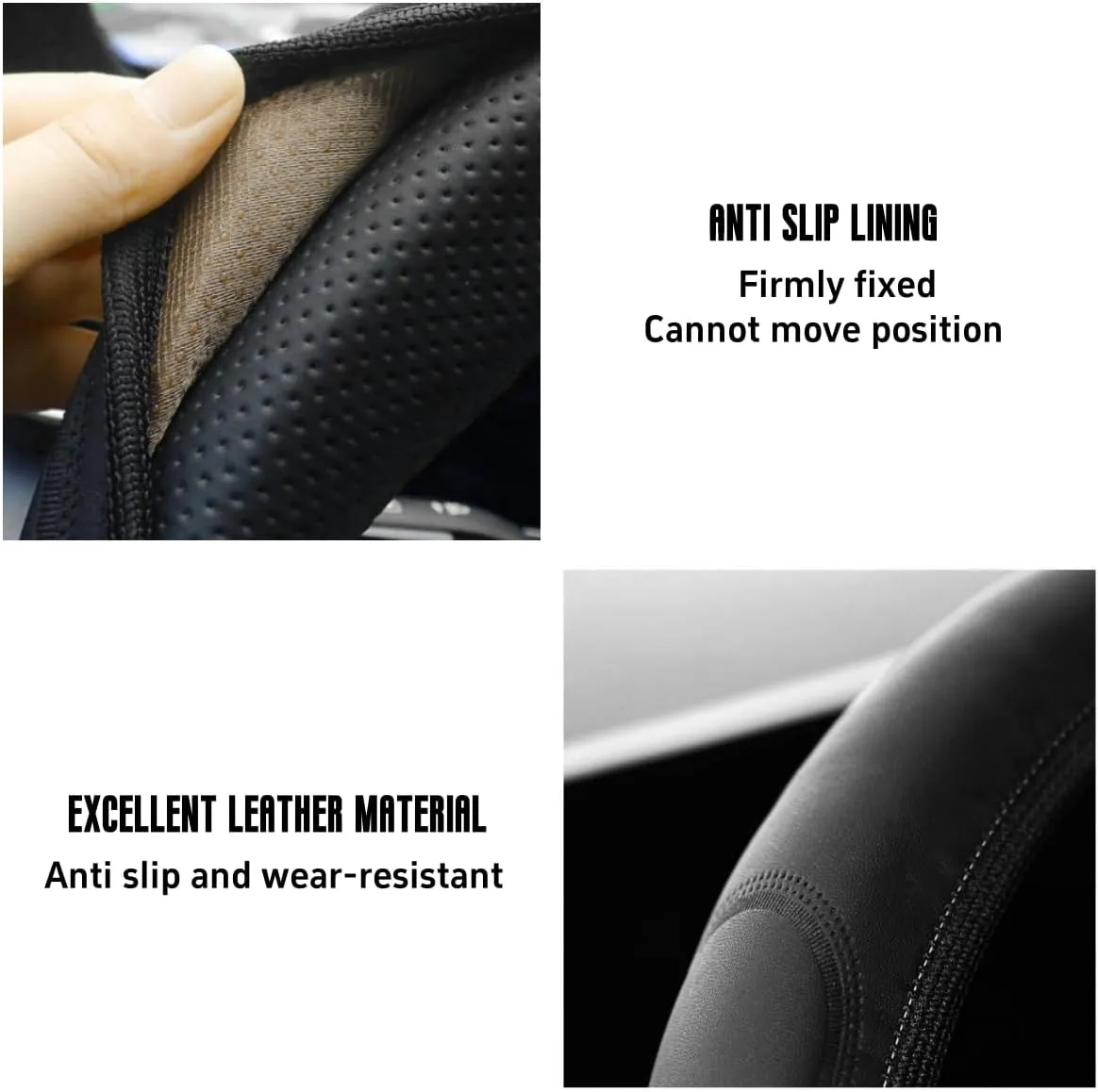 Car Leather Steering Wheel Cover Anti-Slip Steering Wheels Accessories Compatible with nismo 370Z 350Z GTR and More