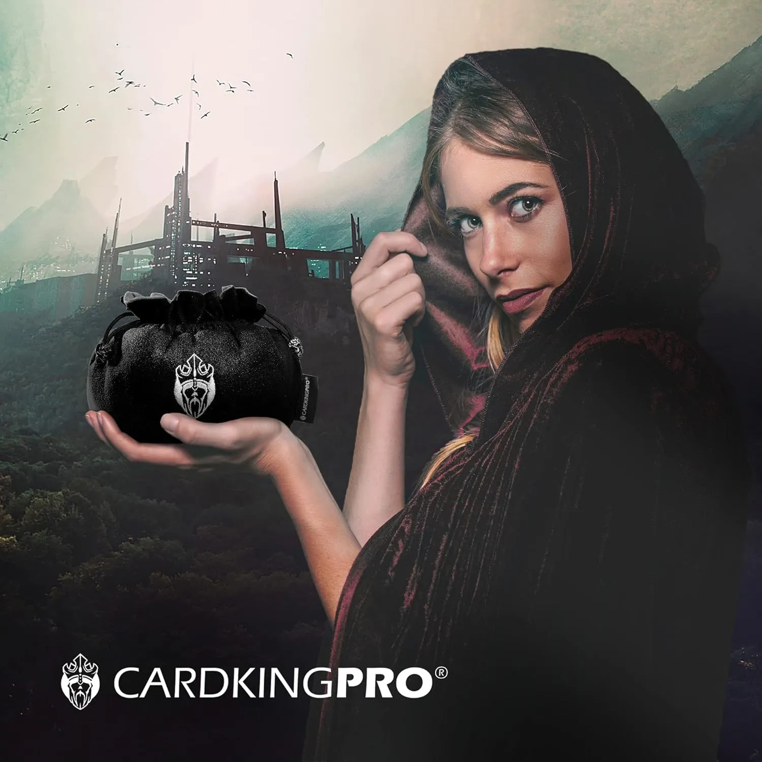 CardKingPro Immense Dice Bags with Pockets - Black - Capacity 150  Dice - Great Organizer for Dice Hoarders, Perfect For Dungeons and Dragons [Patented Design]