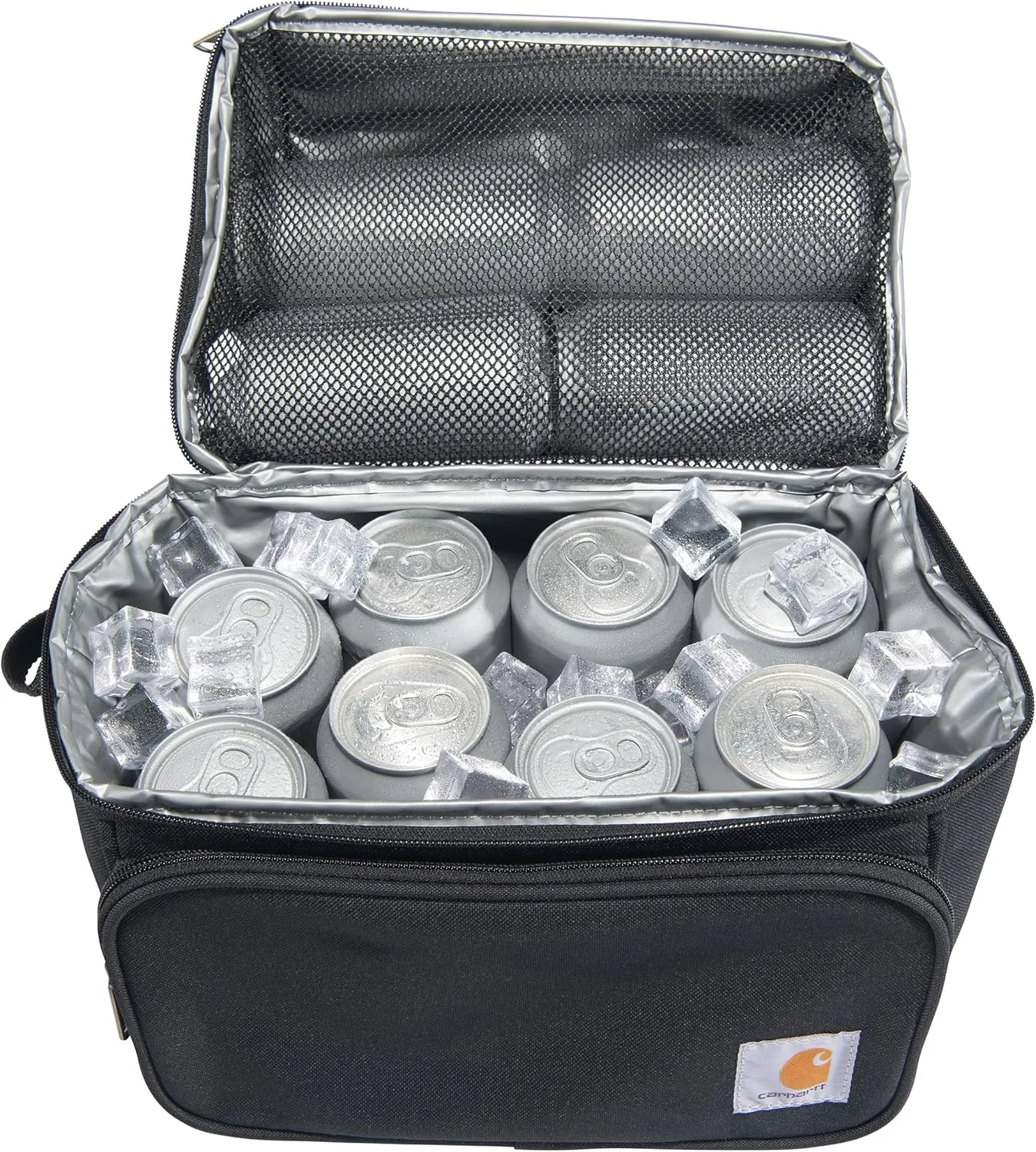Carhartt Insulated 12 Can Two Compartment Lunch Cooler Bag - Rain Defender DWR Coating - Synthetic Lining Black 1 One Size One Size