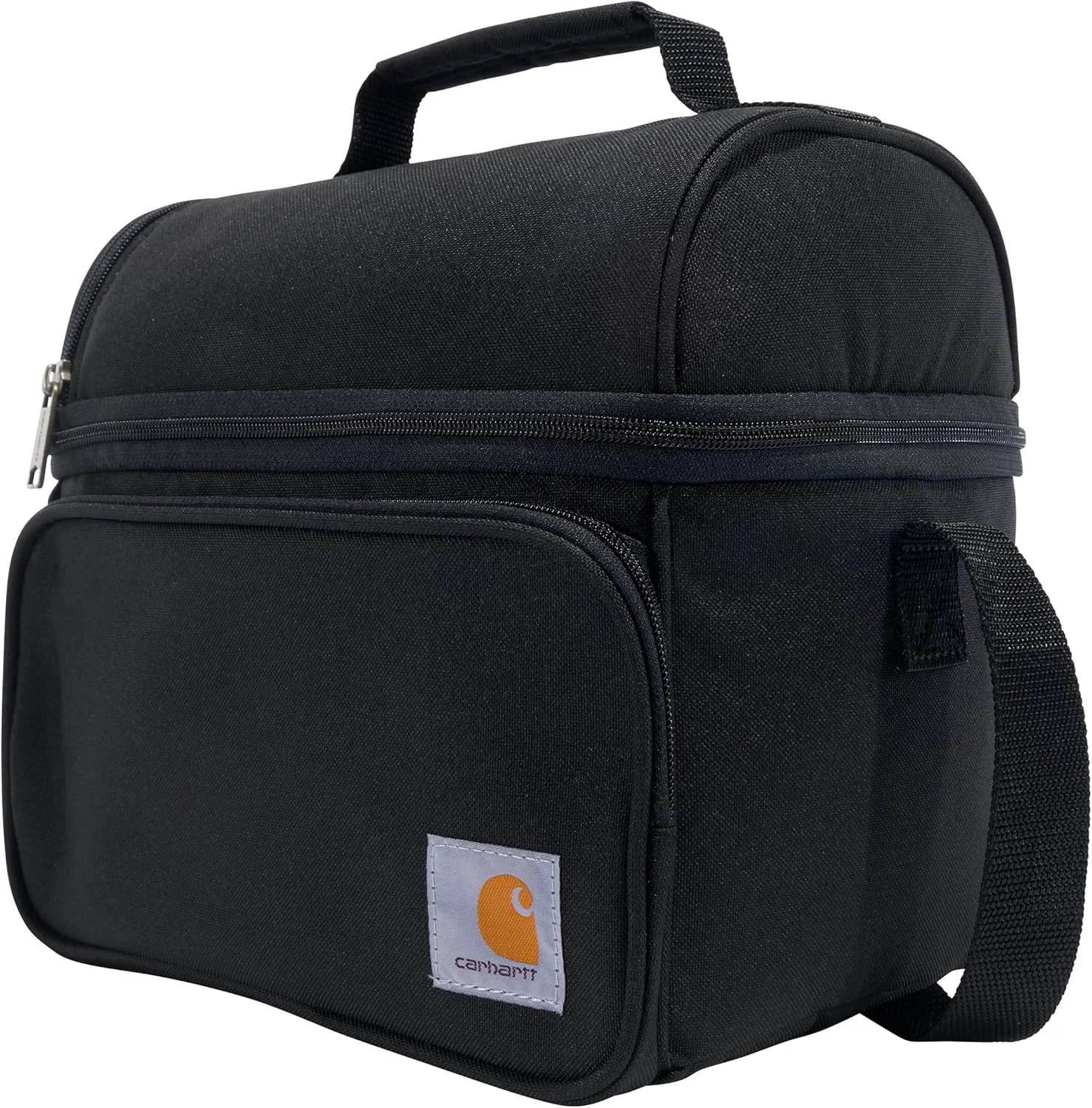Carhartt Insulated 12 Can Two Compartment Lunch Cooler Bag - Rain Defender DWR Coating - Synthetic Lining Black 1 One Size One Size