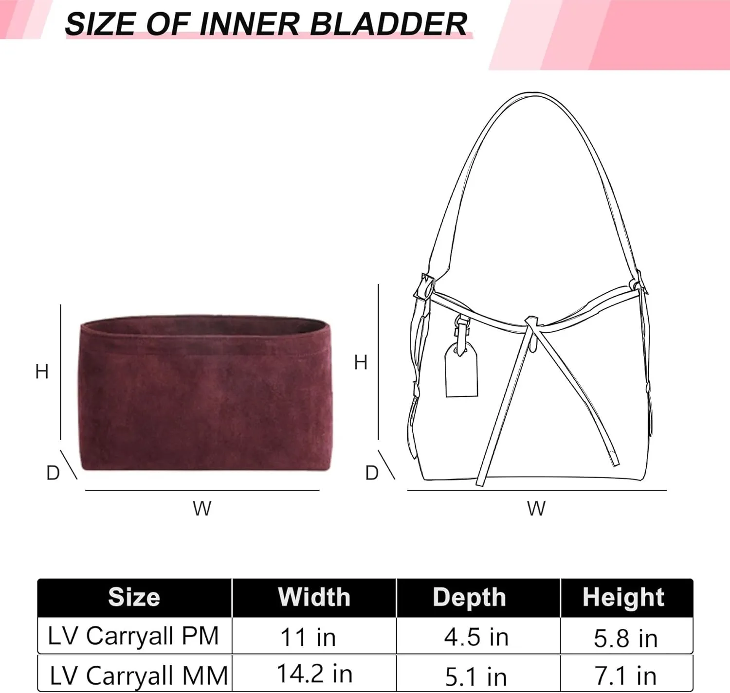 Carryall MM Insert Organizer, Velvet Bag Organizer Insert for Tote, Fit lv Carryall and More, Sturdy Gold Zipper, Pecfect for Handbag Shaped & Organized(Medium,Red)