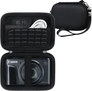 Carrying Case for Canon PowerShot SX740/ SX730/ SX720/ SX710/ SX610/ SX260/ ELPH 360 HS Digital Camera, Vlogging Camera Travel Hard Bag, Mesh Pocket for Battery, SD Cards and USB Cable, Black