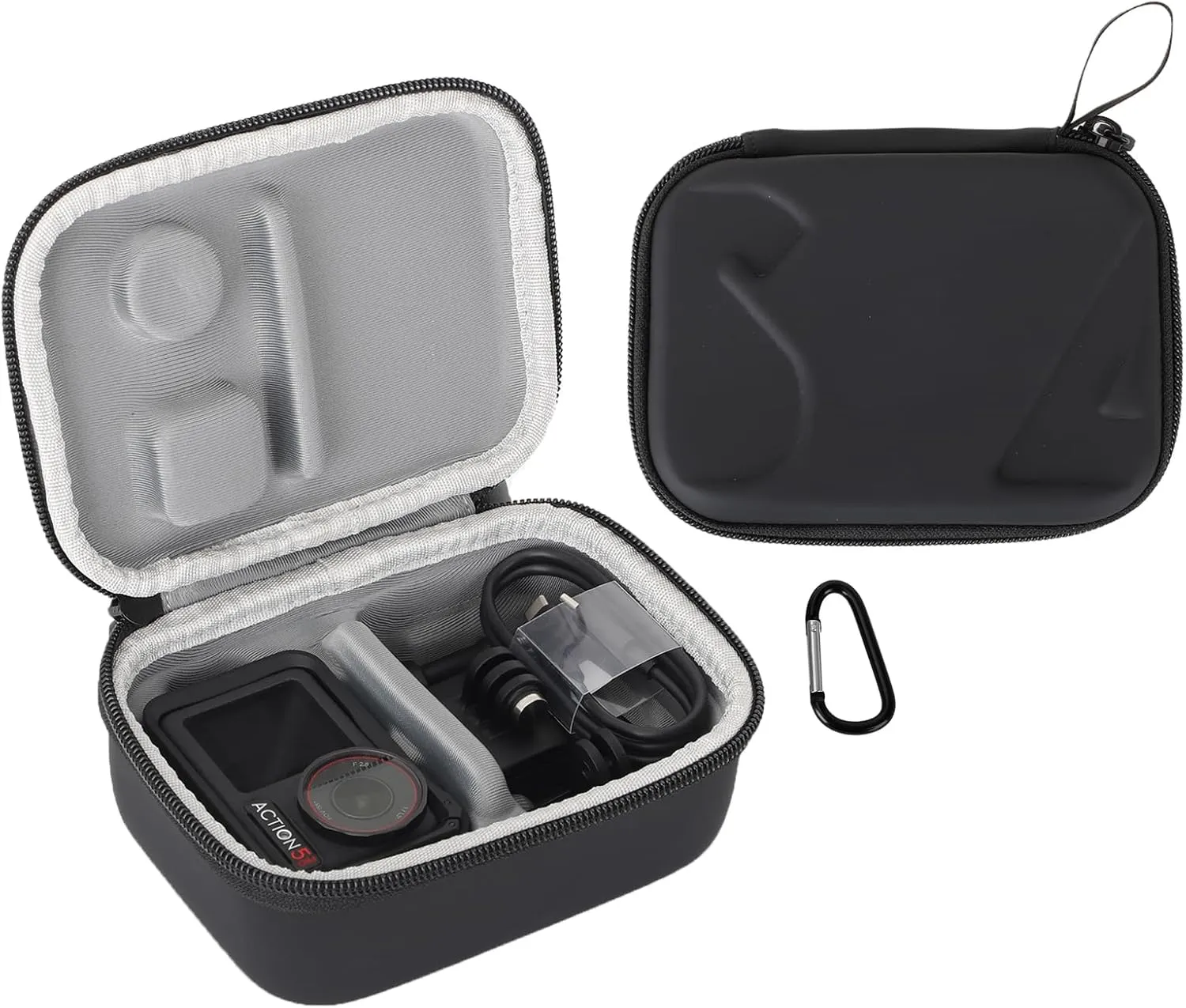Carrying Case for DJI Osmo Action 5 Pro/4/3, Portable PU Storage Travel Bag for DJI Osmo Action 5 Pro/4/3 Accessories