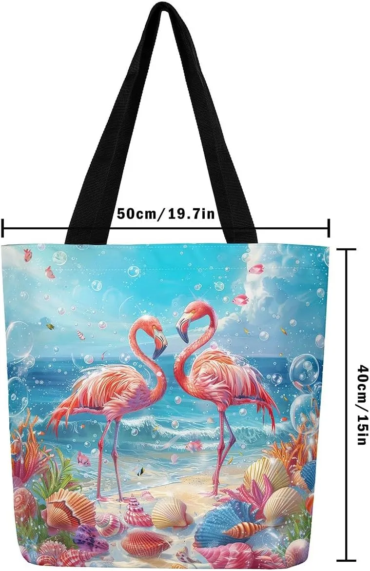 Cartoon Animals Canvas Tote Bag Valentine's Day Shoulder Handbags for Shopping,Unicorn Bag Reusable Handbag