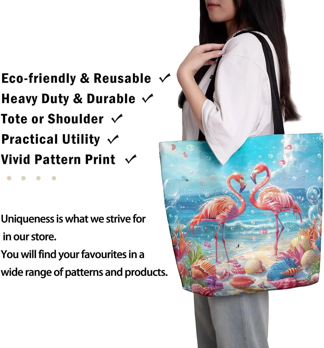 Cartoon Animals Canvas Tote Bag Valentine's Day Shoulder Handbags for Shopping,Unicorn Bag Reusable Handbag