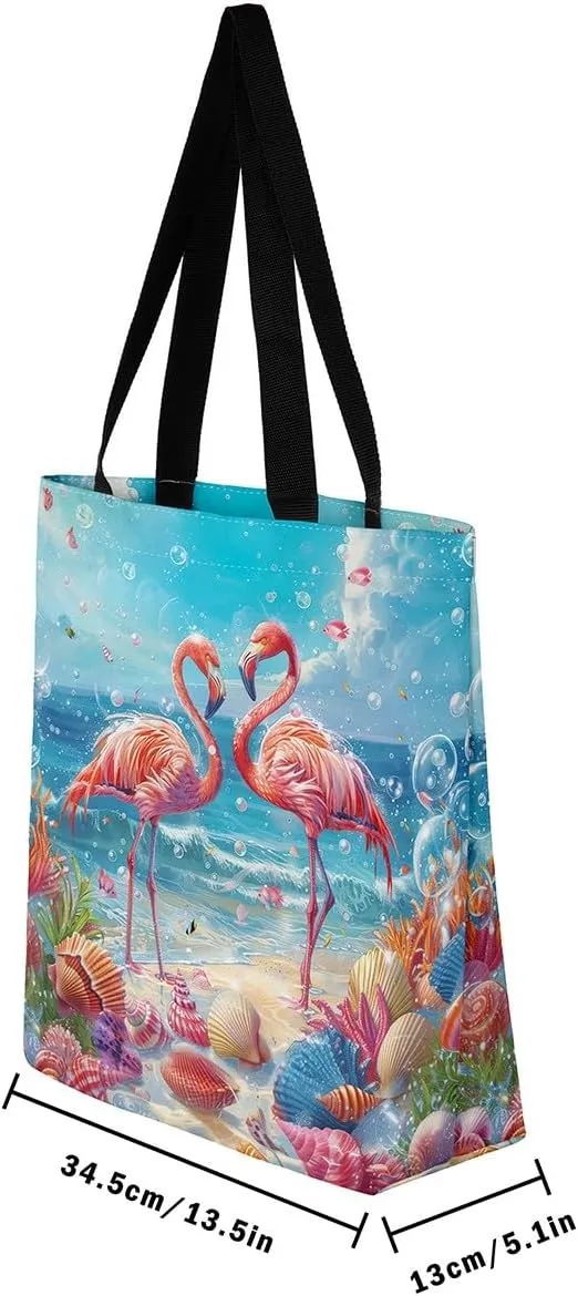 Cartoon Animals Canvas Tote Bag Valentine's Day Shoulder Handbags for Shopping,Unicorn Bag Reusable Handbag