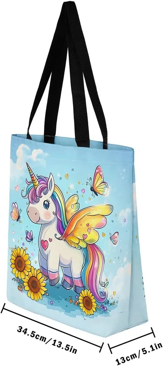 Cartoon Black Cute Girls Canvas Tote Bag