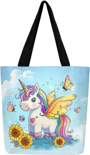 Cartoon Black Cute Girls Canvas Tote Bag