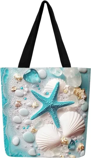 Cartoon Crab Canvas Tote Bag,3D Crab Marine Life Tote Bag