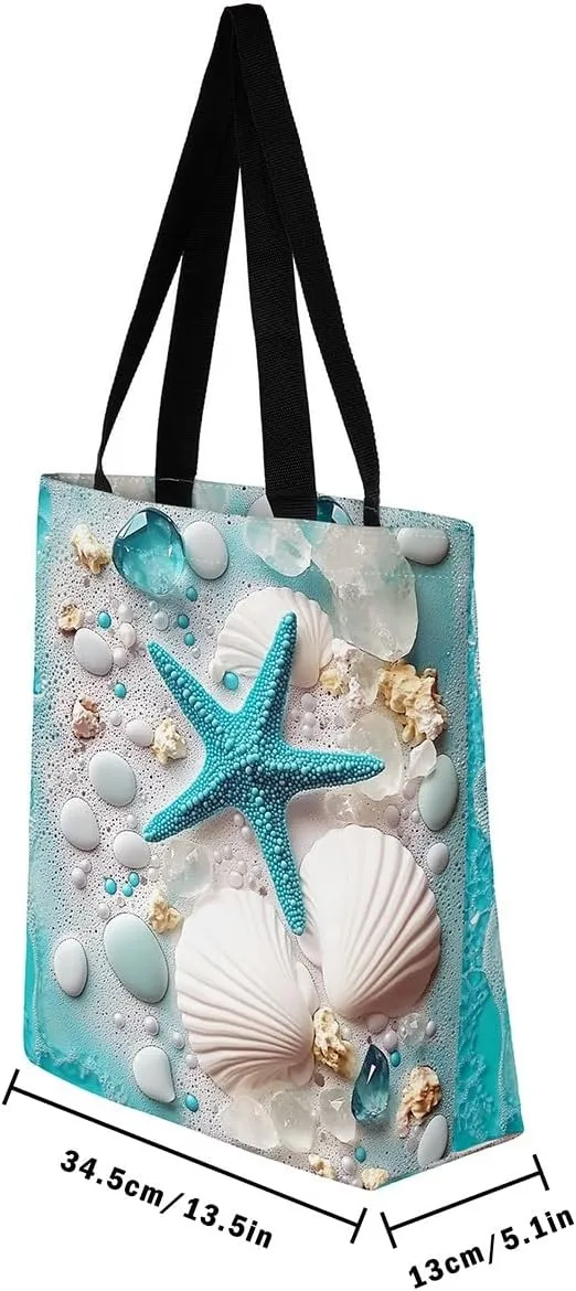 Cartoon Crab Canvas Tote Bag,3D Crab Marine Life Tote Bag