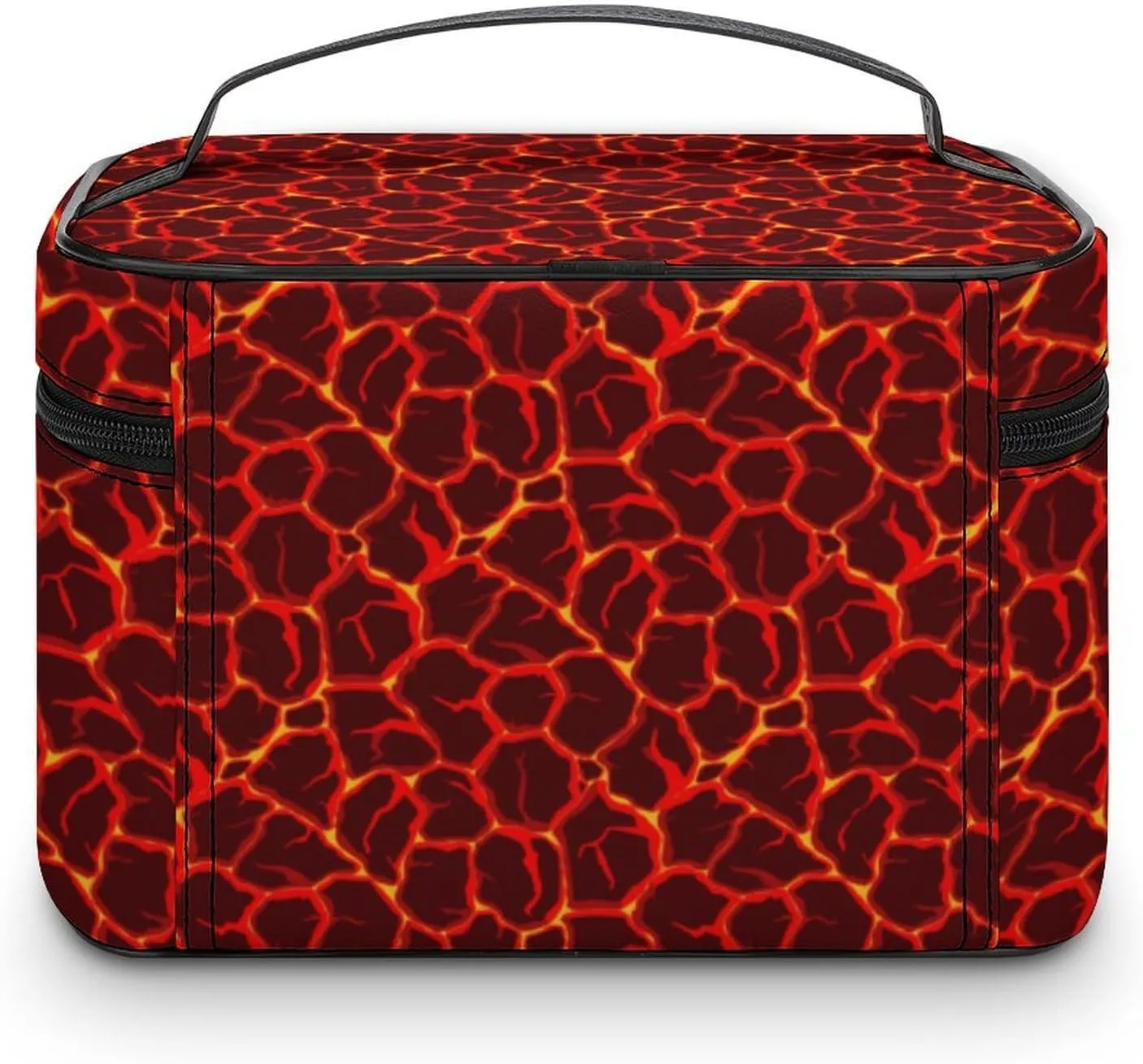 Cartoon Games Red Lava Print Makeup Bags For Women Travel Cosmetic Bag Large Waterproof Skincare Toiletry Bags With Handle Cosmetic Organizer Portable Make Up Box For Wedding Party