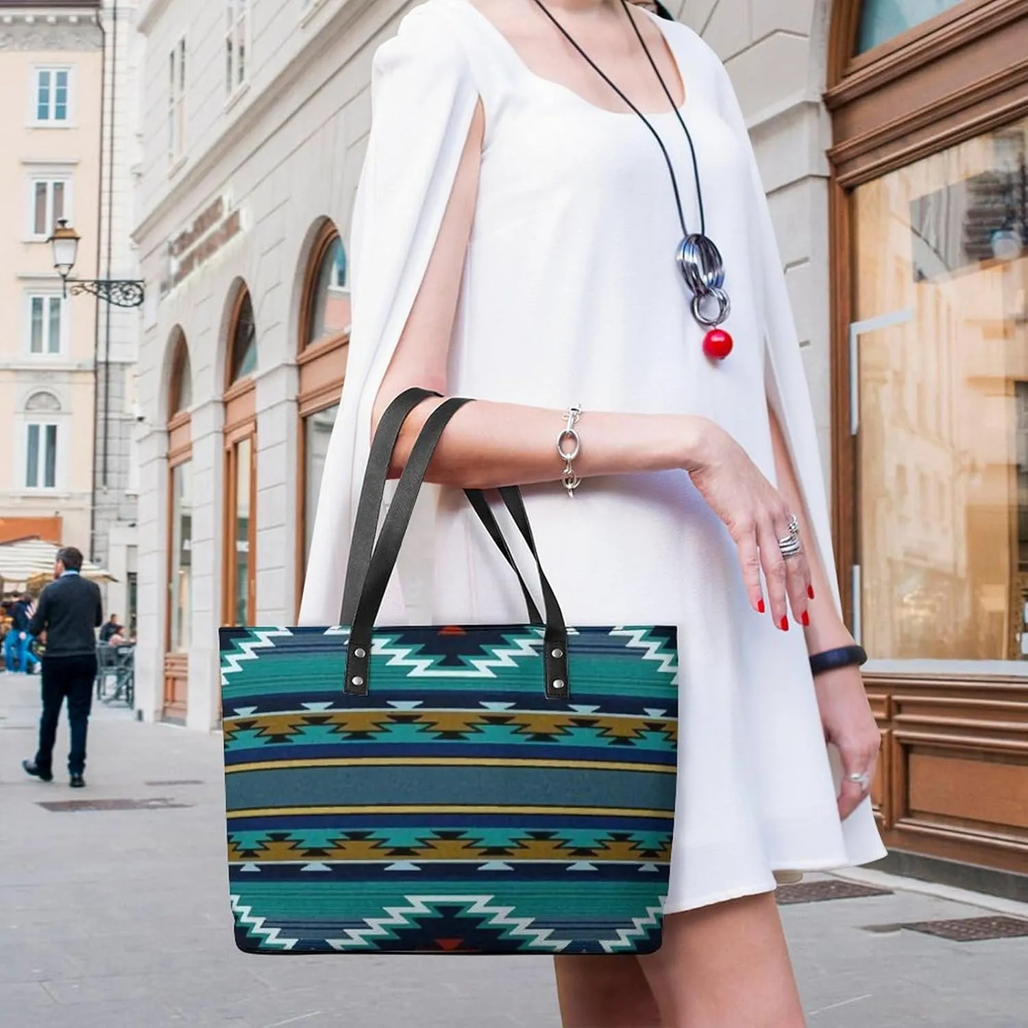 Cartoon Mushrooms A Leather Handbag with Large Capacity And Portability