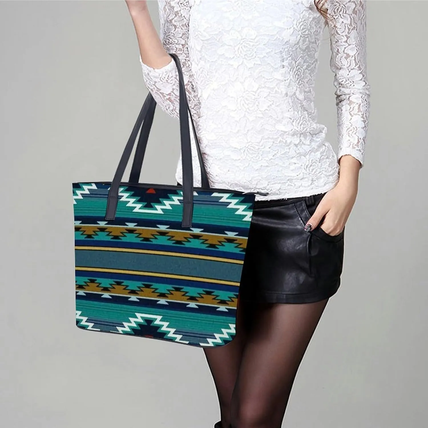 Cartoon Mushrooms A Leather Handbag with Large Capacity And Portability
