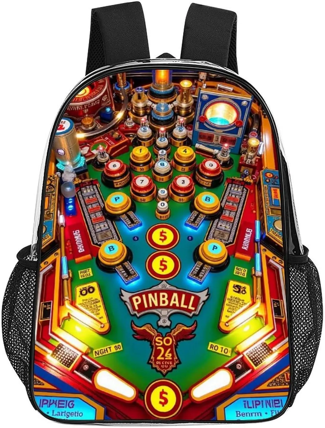 Cartoon Pinball Orange Daypack Backpack Transparent Multipurpose Anti-Theft Shoulder Bag Big Capacity Gym Outdoor Hiking Backpack With Smooth Zippers