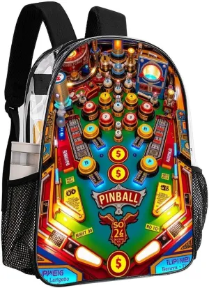Cartoon Pinball Orange Daypack Backpack Transparent Multipurpose Anti-Theft Shoulder Bag Big Capacity Gym Outdoor Hiking Backpack With Smooth Zippers