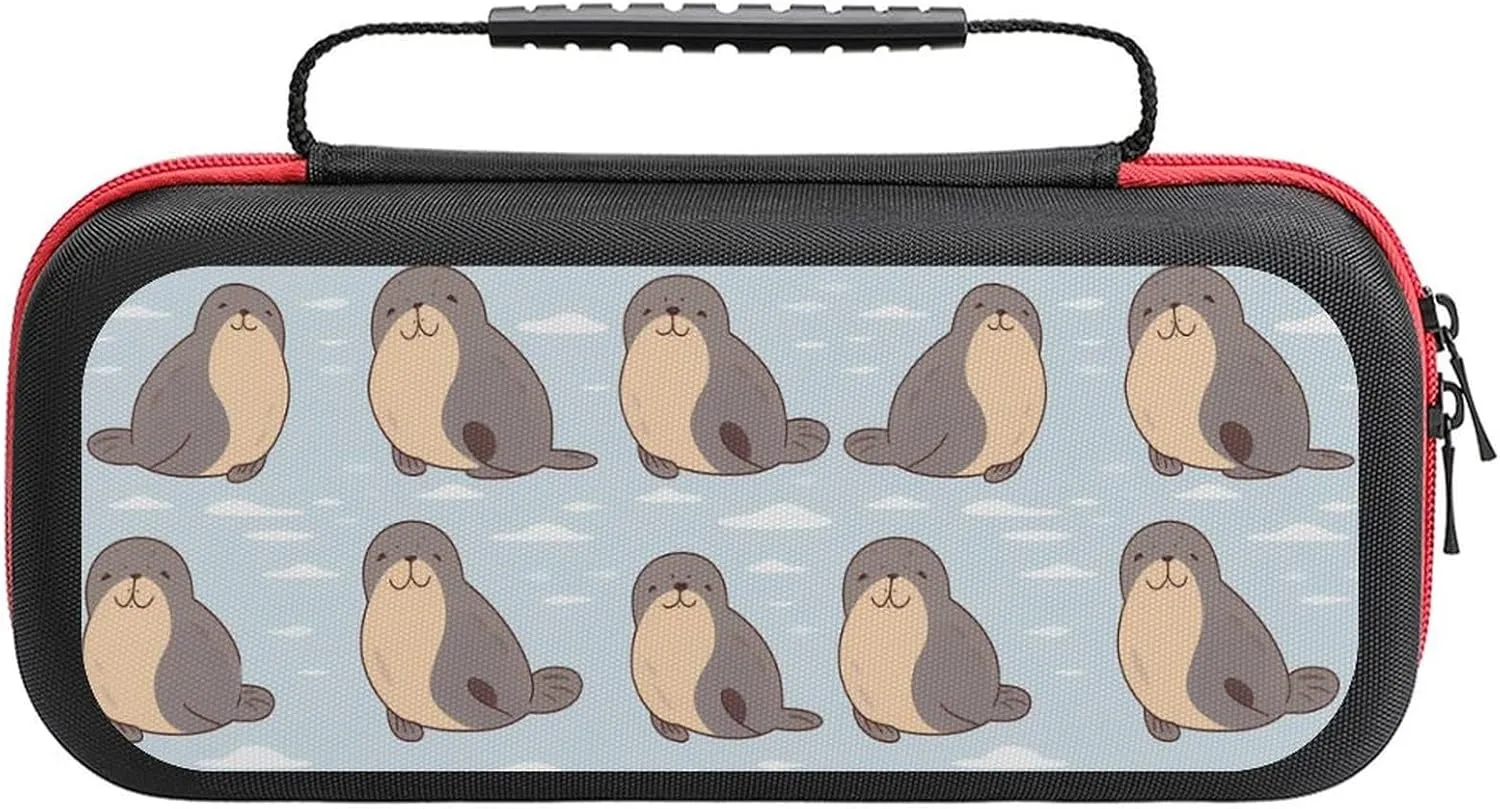 Cartoon Walrus Carrying Case Protective Hard Shell Travel Bag Storage Bag Gaming Case Compatible with Switch