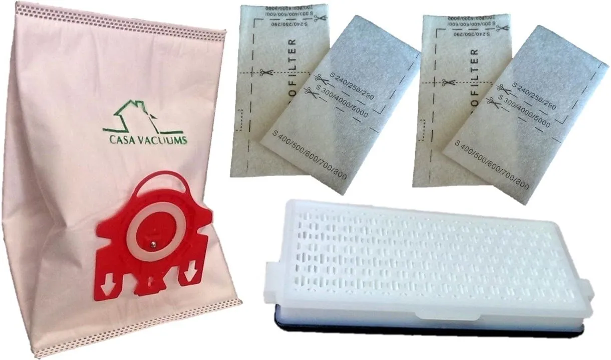 Casa Vacuums Replacement FJM   HA50 Bag   Filter Kit. Compatible with Miele Complete C1 Compact C1 C2 S4 S6 Canisters. 10 3D Bags   2 AirClean Filters   2 Motor Protection Filters   1 HEPA Filter.