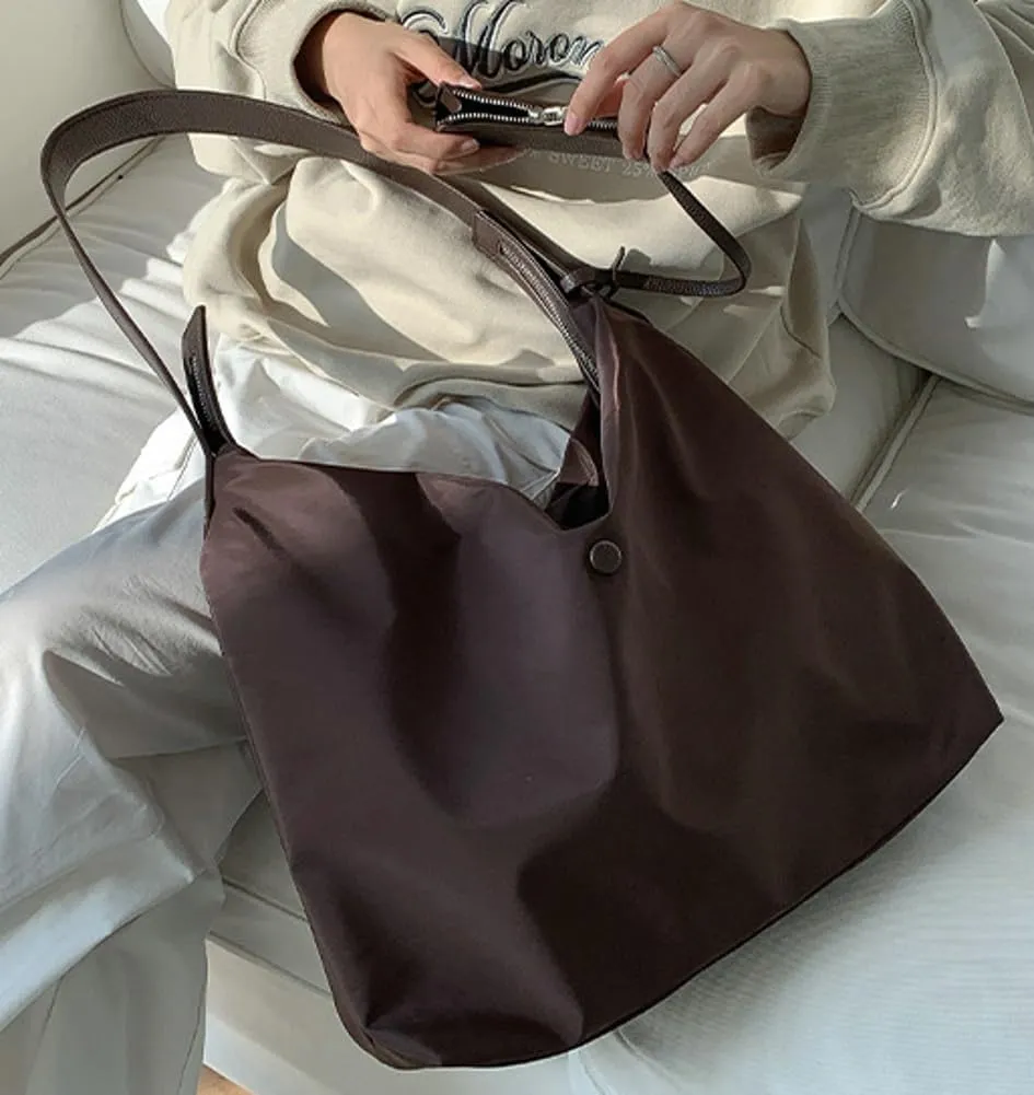 Casual Nylon Shoulder Bags for Women Large Tote Purse Lightweight Travel Handbags Working Top Handle Bags