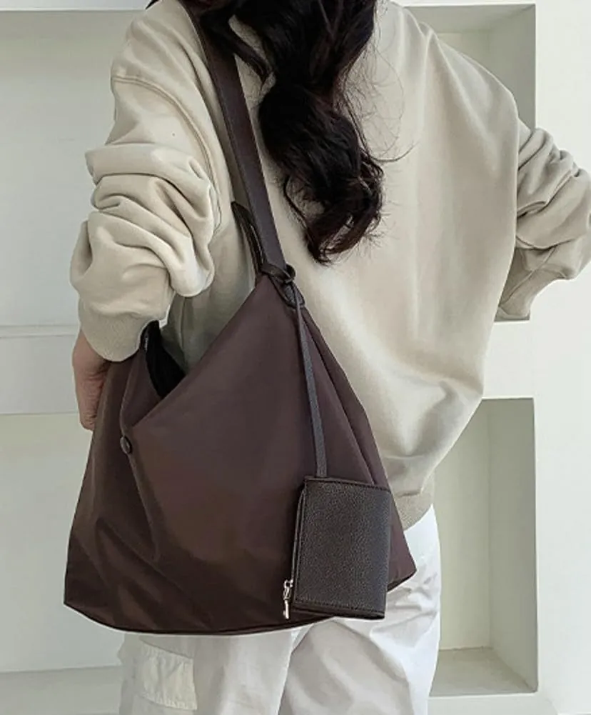 Casual Nylon Shoulder Bags for Women Large Tote Purse Lightweight Travel Handbags Working Top Handle Bags