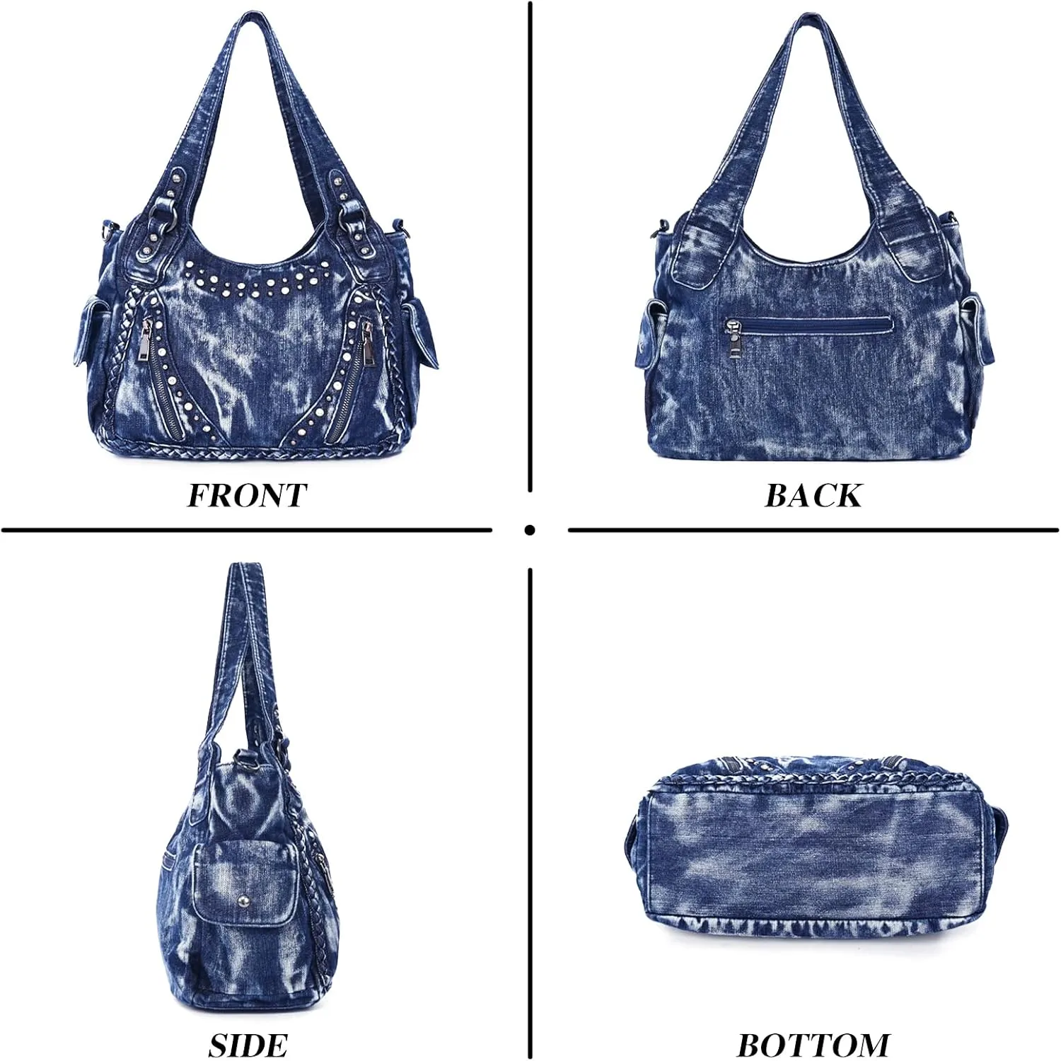 Casual Washed Denim Shoulder Bags Top Handle Lady's Hobo Bags Women Purses And Handbags