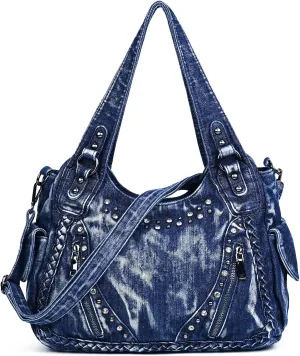 Casual Washed Denim Shoulder Bags Top Handle Lady's Hobo Bags Women Purses And Handbags