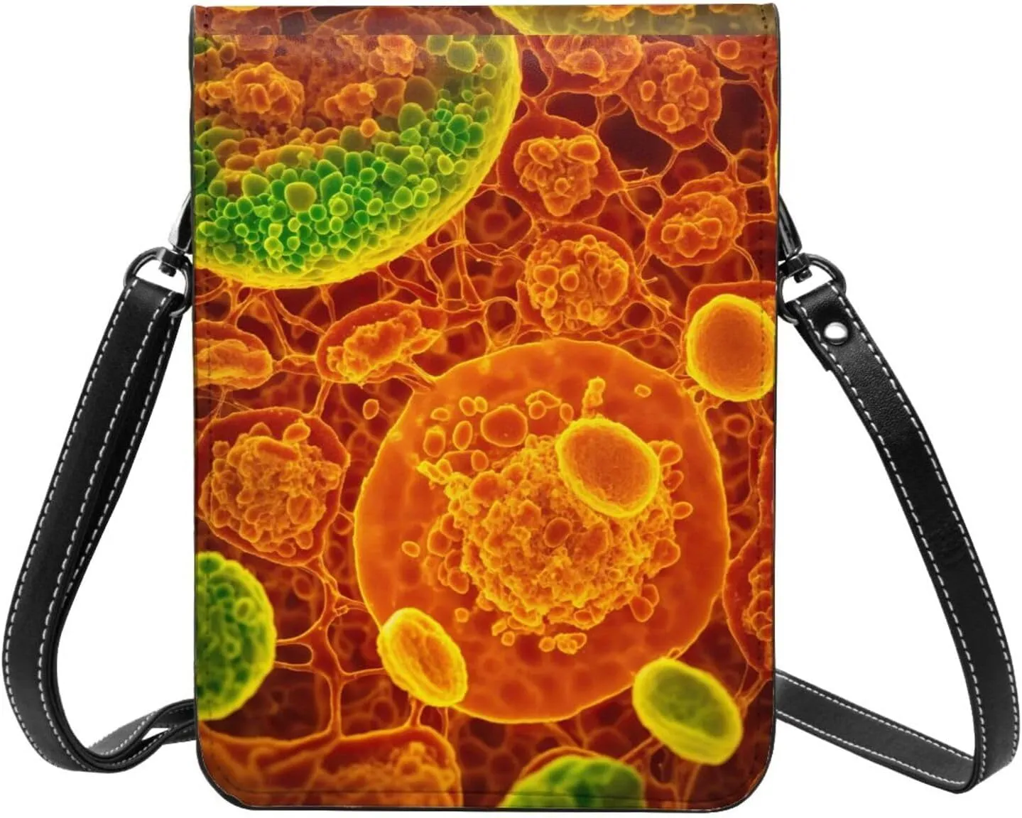 cells seen through microscop Print Small Crossbody Bags Women Card Slots Shoulder Bag Purse Leather Flip Phone Wallet