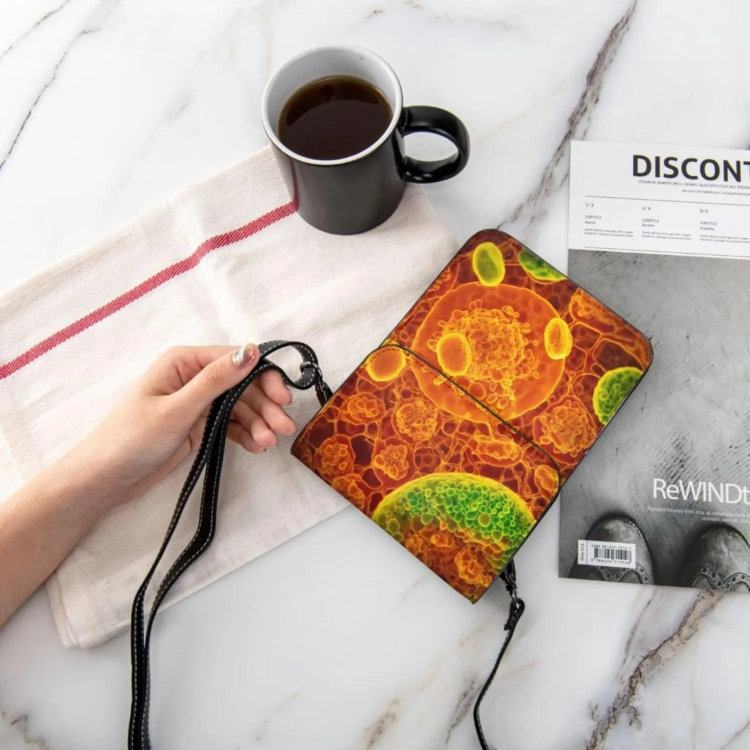 cells seen through microscop Print Small Crossbody Bags Women Card Slots Shoulder Bag Purse Leather Flip Phone Wallet