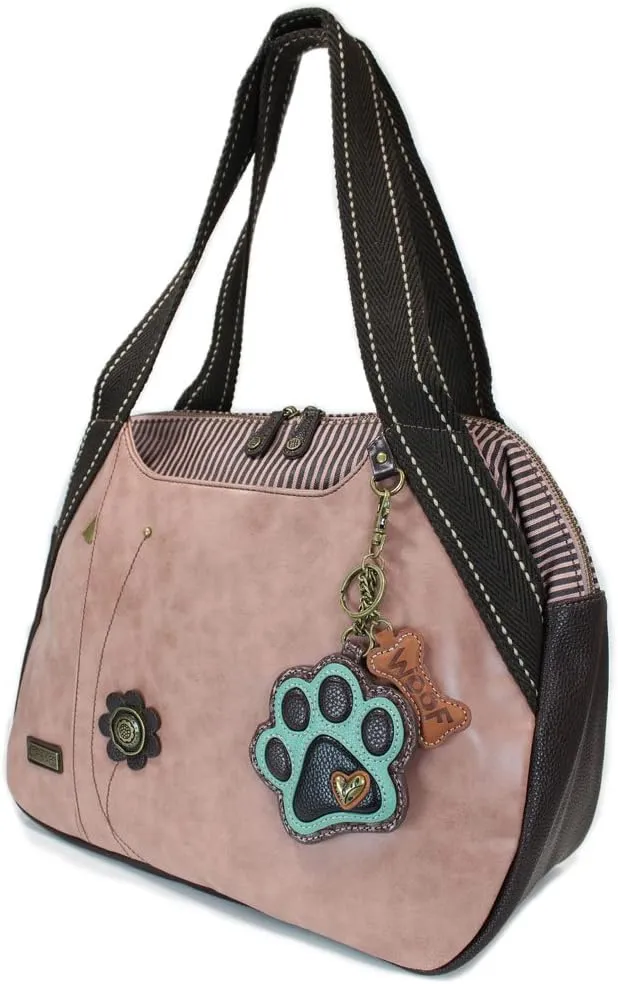 Chala Handbags Dust Rose Shoulder Purse Tote Bag with Key Fob/ Coin Purse