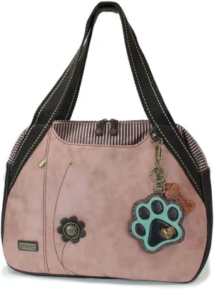Chala Handbags Dust Rose Shoulder Purse Tote Bag with Key Fob/ Coin Purse