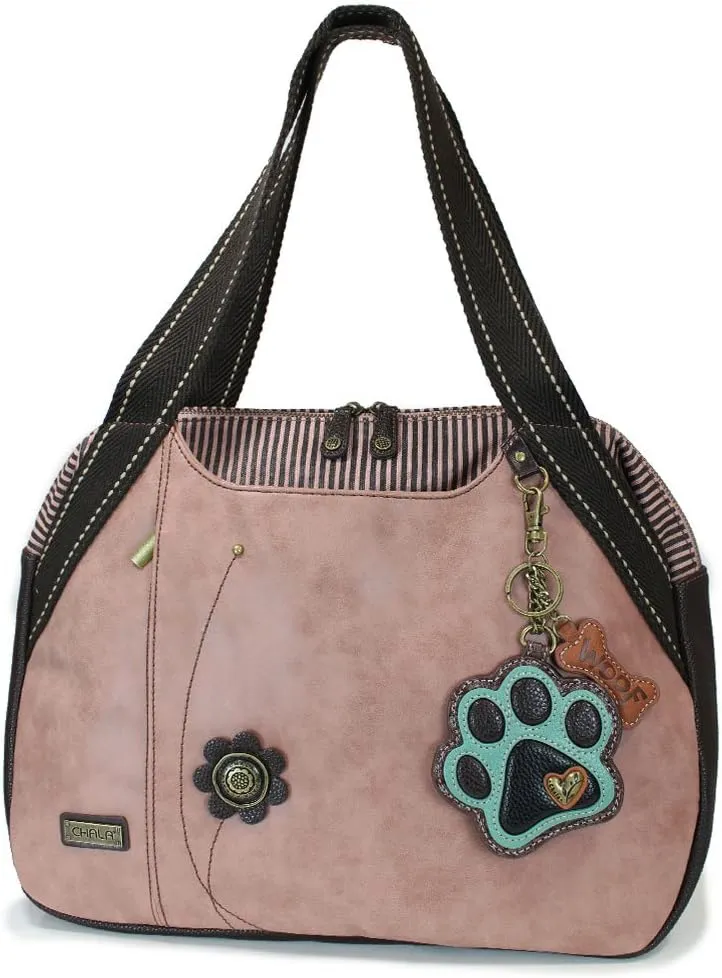 Chala Handbags Dust Rose Shoulder Purse Tote Bag with Key Fob/ Coin Purse