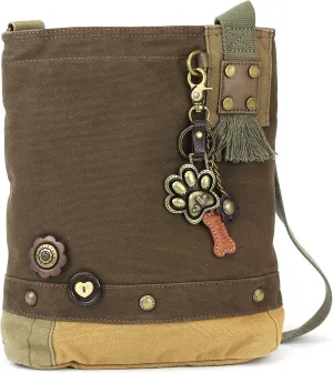 CHALA Patch Cross-Body Women Handbag, Canvas Messenger Bag Dark Brown