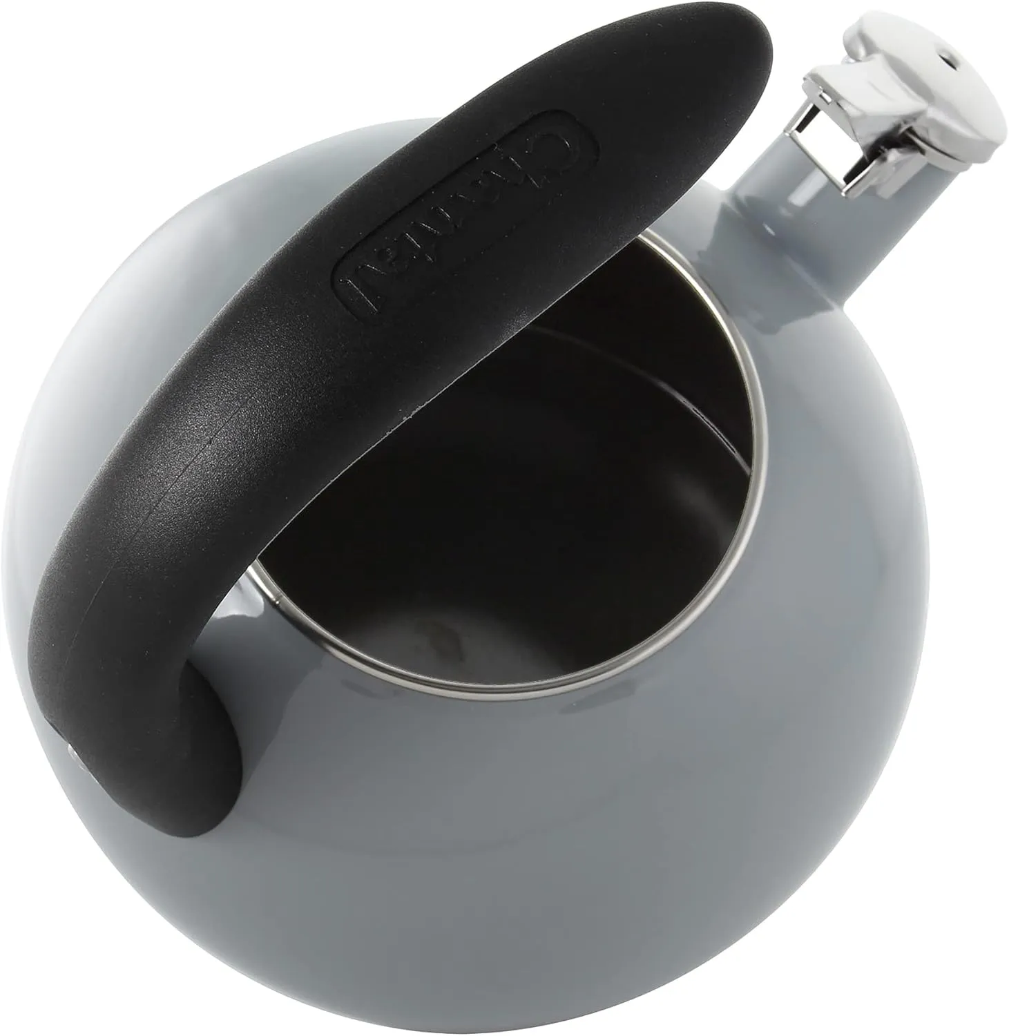 Chantal 40Th Anniversary Tea kettle, 2 Quart, Enamel Carbon steel, Whistling, Fog Grey