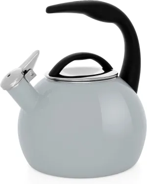 Chantal 40Th Anniversary Tea kettle, 2 Quart, Enamel Carbon steel, Whistling, Fog Grey