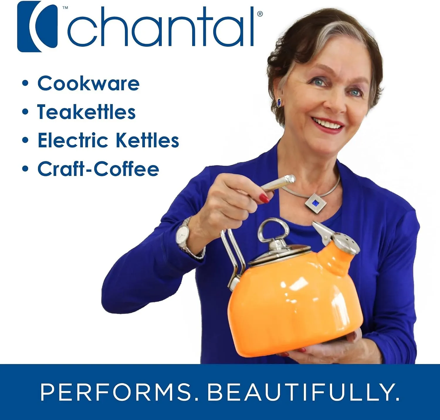 Chantal Stoneware French Press with Stainless Steel Plunger and Lid, 28 ounce capacity, White