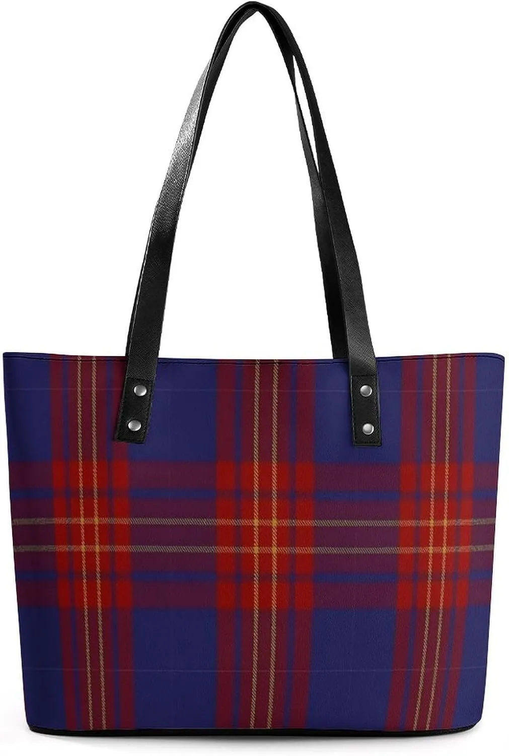 Checkered Black And White Large Capacity Portable Leather Handbag