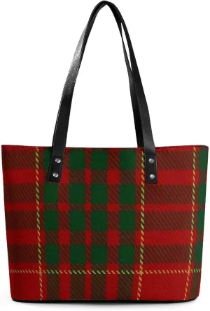 Checkered Black And White Large Capacity Portable Leather Handbag
