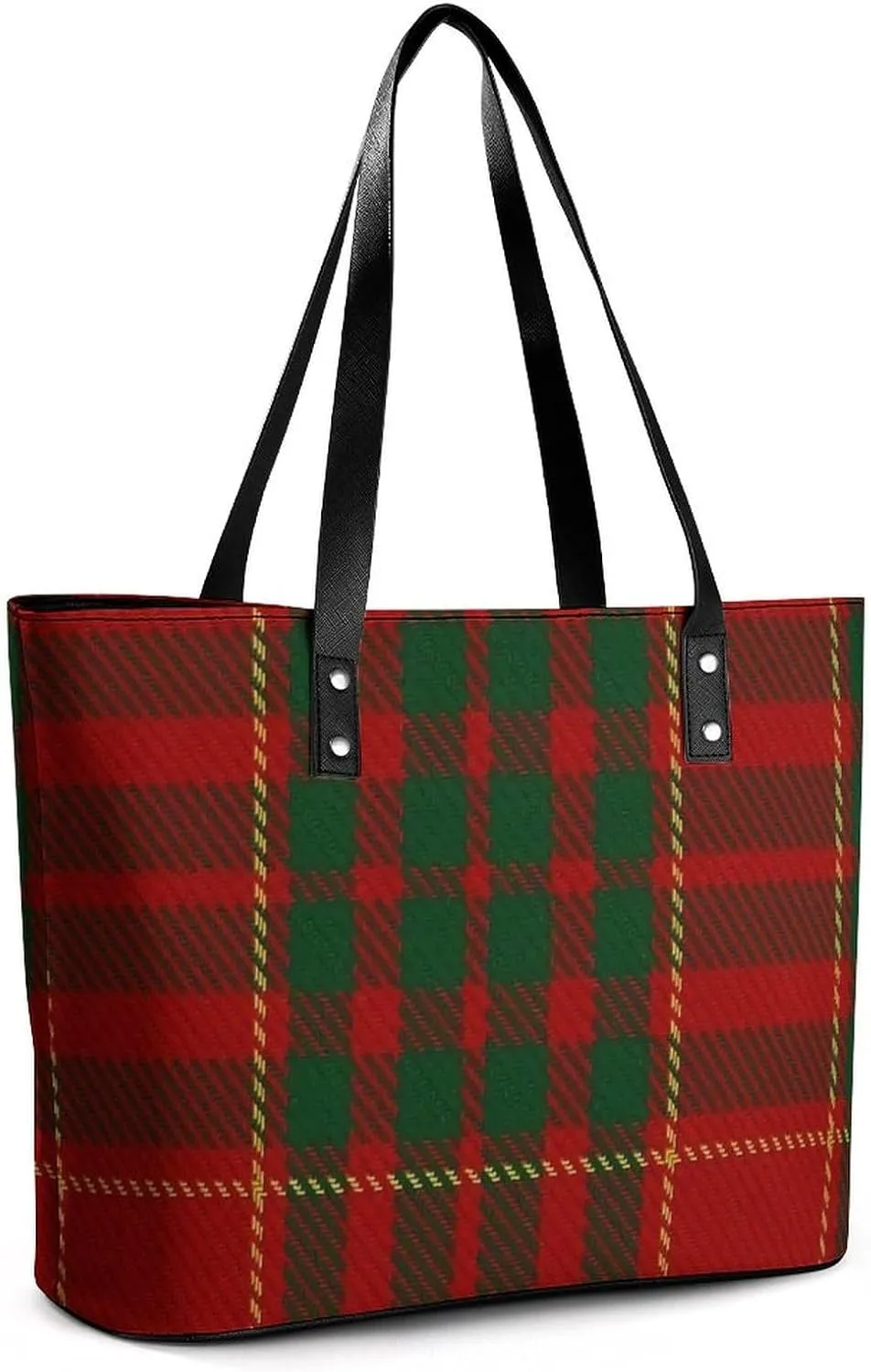 Checkered Black And White Large Capacity Portable Leather Handbag