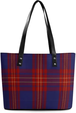 Checkered Black And White Large Capacity Portable Leather Handbag