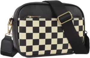 Checkered Crossbody Bag Checkerboard Purse For Women Plaid Pattern Shoulder Bags Colorblock Leather Handbag
